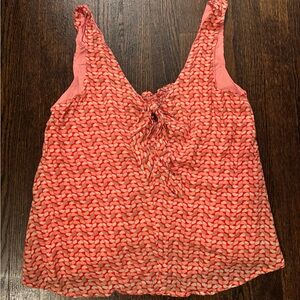 Maeve Orange and Pink Sleeveless Tie Front Tank Top